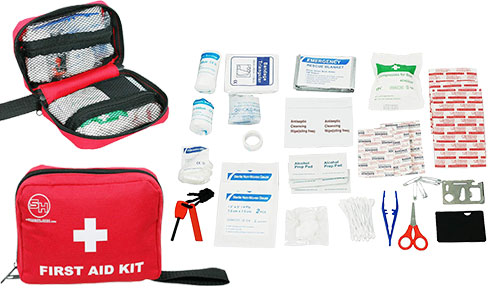 First Aid Kit, Emergency Survival Bag for Hiking with 105 Pieces