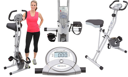 Exerpeutic Folding Magnetic Upright Exercise Bike with Bluetooth App Tracking Option